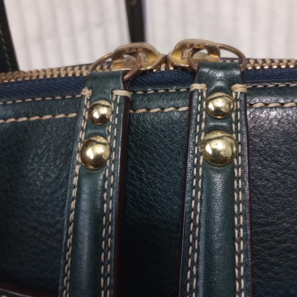 Coach Hamptons Blue Leather Satchel with Gold Accents - Picture 10 of 16